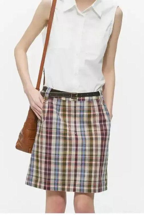 Vintage Color Plaid Skirt Korean Street Fashion Skirt By Country Moment Shop Online at OH Vault