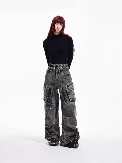 Cargo Style Workwear Jeans Korean Street Fashion Jeans By PeopleStyle Shop Online at OH Vault