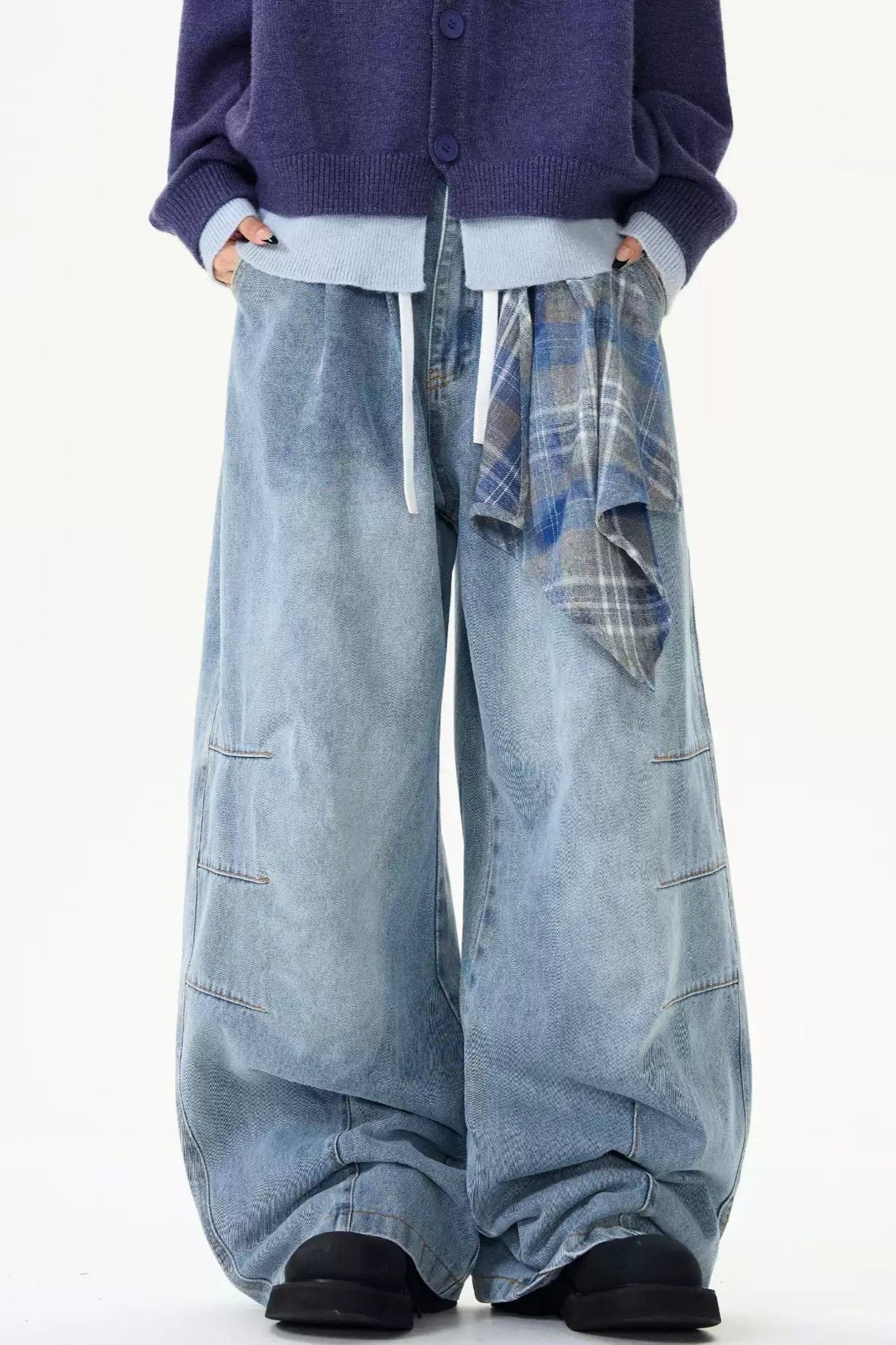 Drawstring Pleated Faded Loose Jeans Korean Street Fashion Jeans By MaxDstr Shop Online at OH Vault