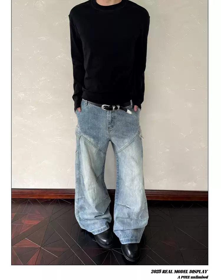 Acid Washed Seamed Jeans Korean Street Fashion Jeans By A PUEE Shop Online at OH Vault