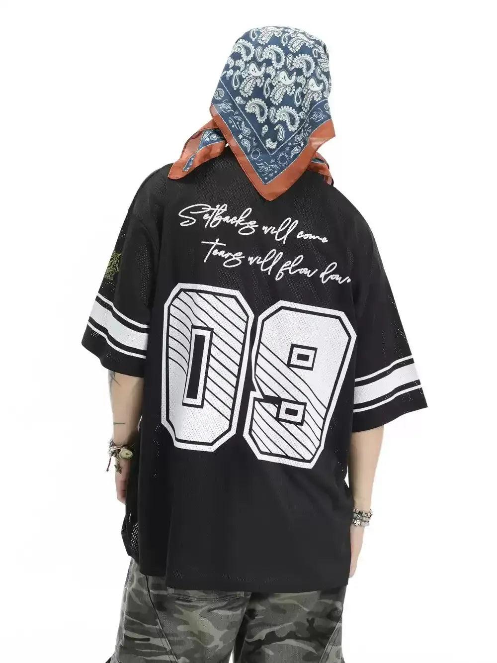 Mesh V-Neck Jersey T-Shirt Korean Street Fashion T-Shirt By INS Korea Shop Online at OH Vault