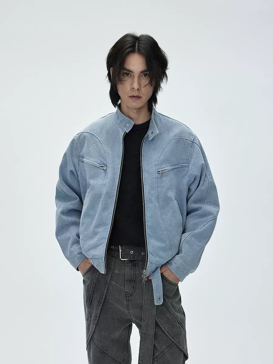 Washed & Structured Zipped Jacket Korean Street Fashion Jacket By CATSSTAC Shop Online at OH Vault