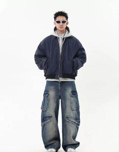 Wide Multi-Pockets Faded Jeans Korean Street Fashion Jeans By Blacklists Shop Online at OH Vault