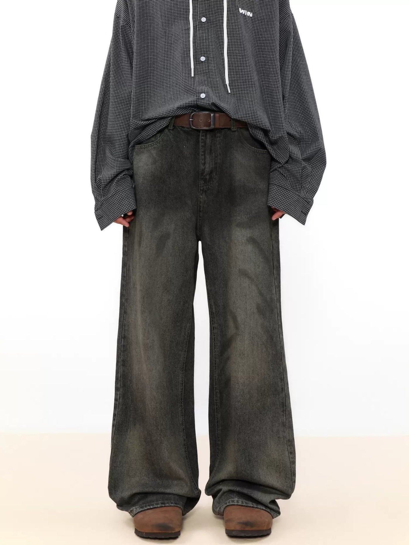 Smudged Lines Washed Jeans Korean Street Fashion Jeans By Mr Nearly Shop Online at OH Vault