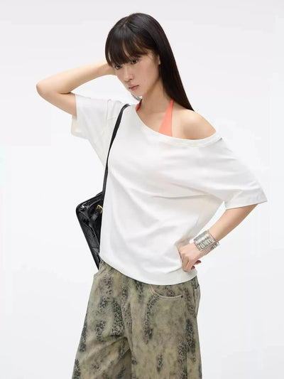 Off Shoulder Clean Fit T-Shirt Korean Street Fashion Blouse By Jump Next Shop Online at OH Vault