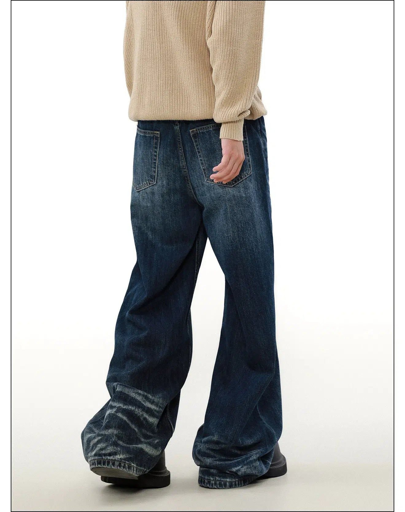 Rippled Straight Cut Jeans Korean Street Fashion Jeans By Mr Nearly Shop Online at OH Vault