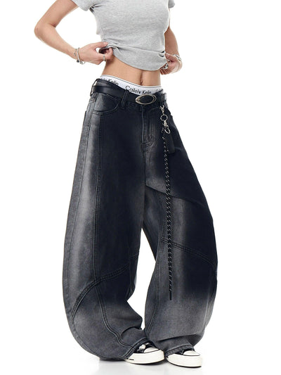 Faded Highlight Loose Jeans Korean Street Fashion Jeans By Blacklists Shop Online at OH Vault