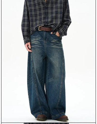 Faded Whisker Skater Fit Jeans Korean Street Fashion Jeans By 77Flight Shop Online at OH Vault