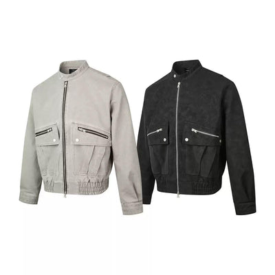 Ruched Hem Zipped Utility Jacket Korean Street Fashion Jacket By Made Extreme Shop Online at OH Vault