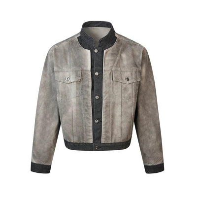 Contrast Spliced Faded Jacket Korean Street Fashion Jacket By Made Extreme Shop Online at OH Vault