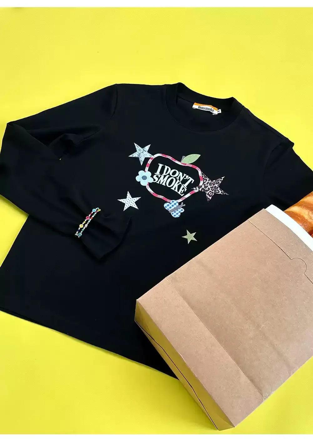 Logo Graphic Print Crewneck Korean Street Fashion Crewneck By Donsmoke Shop Online at OH Vault