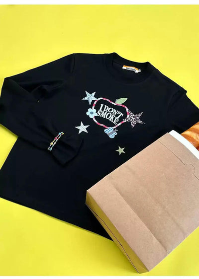 Logo Graphic Print Crewneck Korean Street Fashion Crewneck By Donsmoke Shop Online at OH Vault