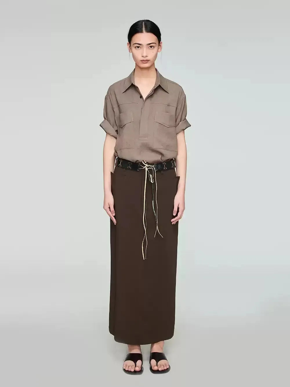 Double Placket Drape Shirt Korean Street Fashion Shirt By Opicloth Shop Online at OH Vault