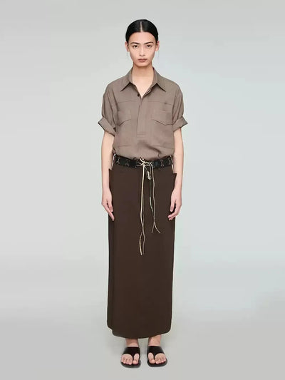 Double Placket Drape Shirt Korean Street Fashion Shirt By Opicloth Shop Online at OH Vault