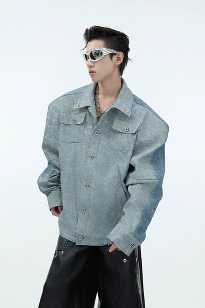 Textured Contrast Boxy Button Jacket Korean Street Fashion Blazer By Argue Culture Shop Online at OH Vault