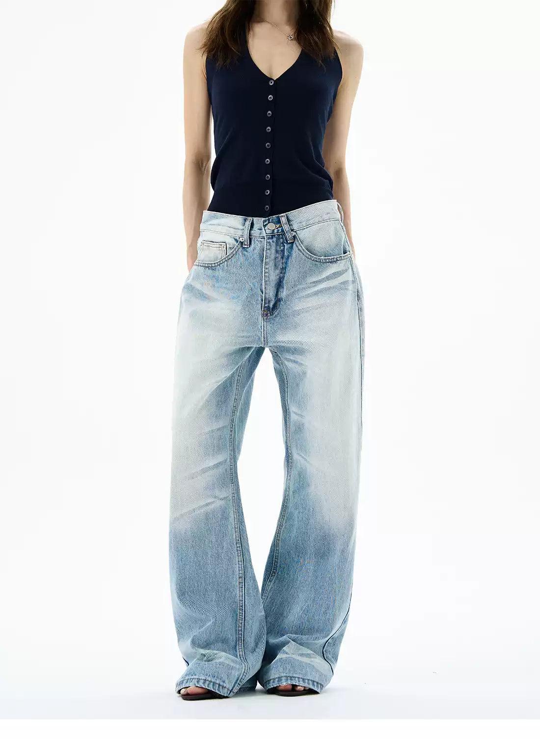 Highlight Faded Straight Jeans Korean Street Fashion Jeans By 77Flight Shop Online at OH Vault