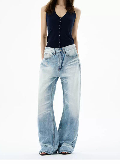 Highlight Faded Straight Jeans Korean Street Fashion Jeans By 77Flight Shop Online at OH Vault