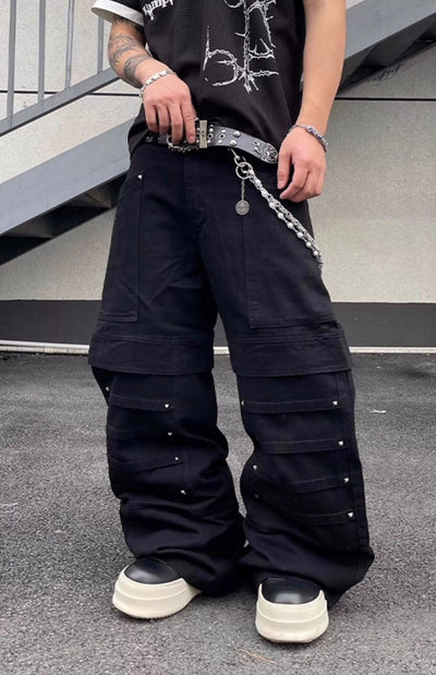 Multi-Detail Versatile Cargo Jeans Korean Street Fashion Jeans By Dark Fog Shop Online at OH Vault