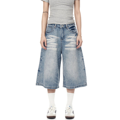 Whiskered Emphasis Denim Shorts Korean Street Fashion Shorts By Blacklists Shop Online at OH Vault