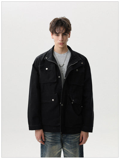 Multiple Pockets Snap Buttoned Jacket Korean Street Fashion Jacket By Mr Nearly Shop Online at OH Vault