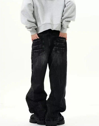 Faded & Washed Wide Leg Jeans Korean Street Fashion Jeans By 77Flight Shop Online at OH Vault