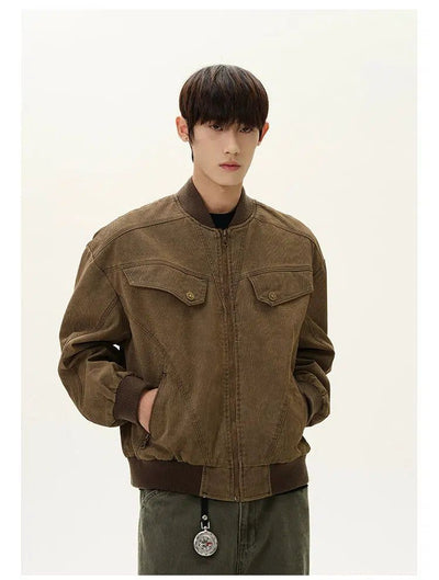 Zipped Harrington Jacket Korean Street Fashion Jacket By A PUEE Shop Online at OH Vault