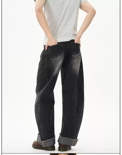 Fringed Fold Hem Jeans Korean Street Fashion Jeans By 77Flight Shop Online at OH Vault