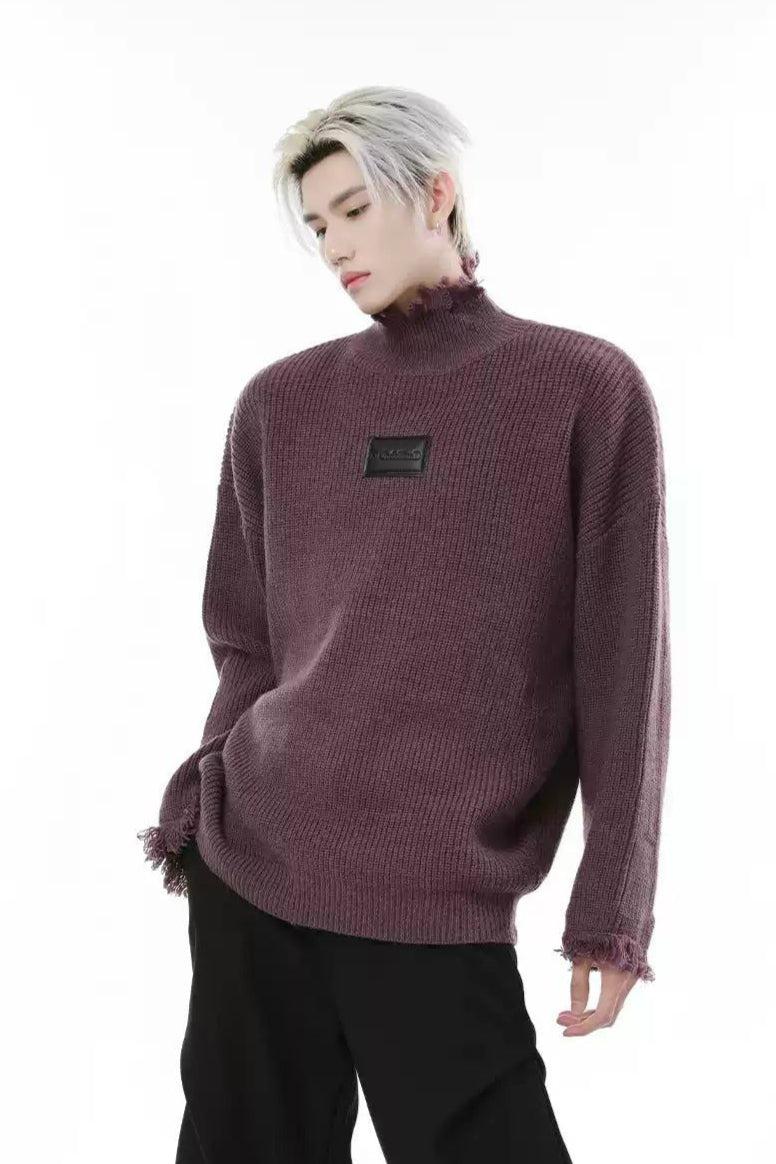 Distressed Neck and Frayed Sweater Korean Street Fashion Sweater By Turn Tide Shop Online at OH Vault