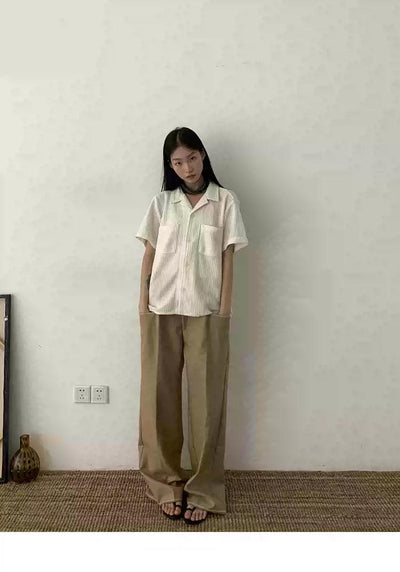 Hollow Textured Knit Short Sleeve Shirt Korean Street Fashion Shirt By In Knots Shop Online at OH Vault