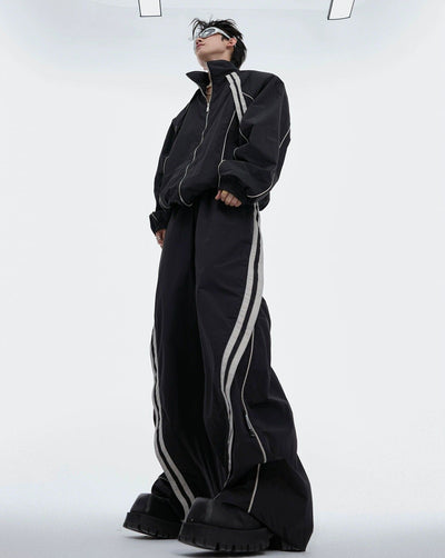 Athleisure Contrast Jacket & Track Pants Set Korean Street Fashion Clothing Set By Argue Culture Shop Online at OH Vault