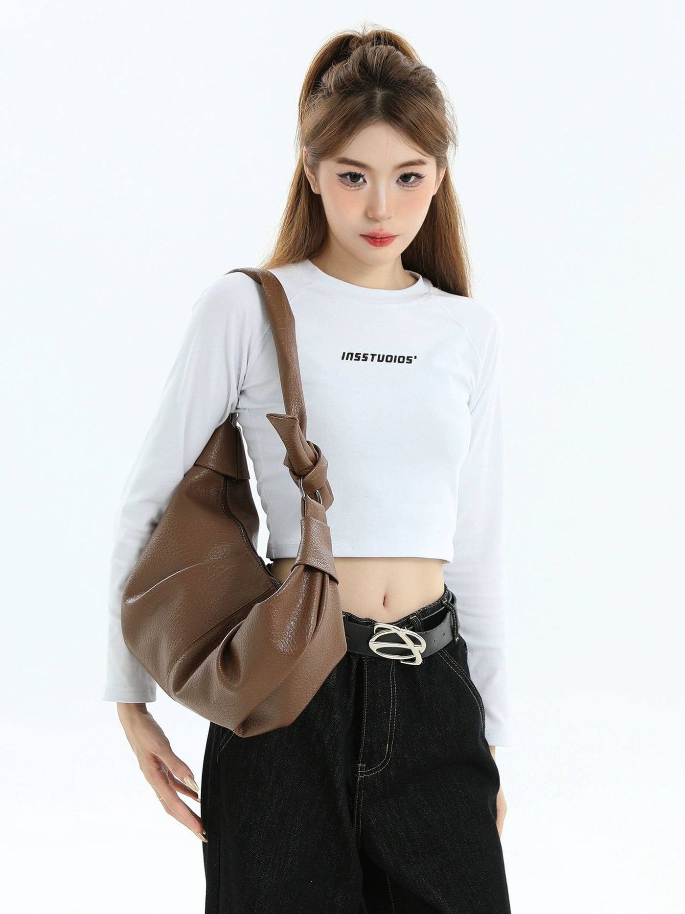 Versatile PU Leather Shoulder/Crossbody Bag Korean Street Fashion Bag By INS Korea Shop Online at OH Vault