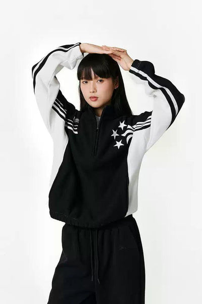 Stars and Stripes Sporty Jacket Korean Street Fashion Jacket By Crying Center Shop Online at OH Vault