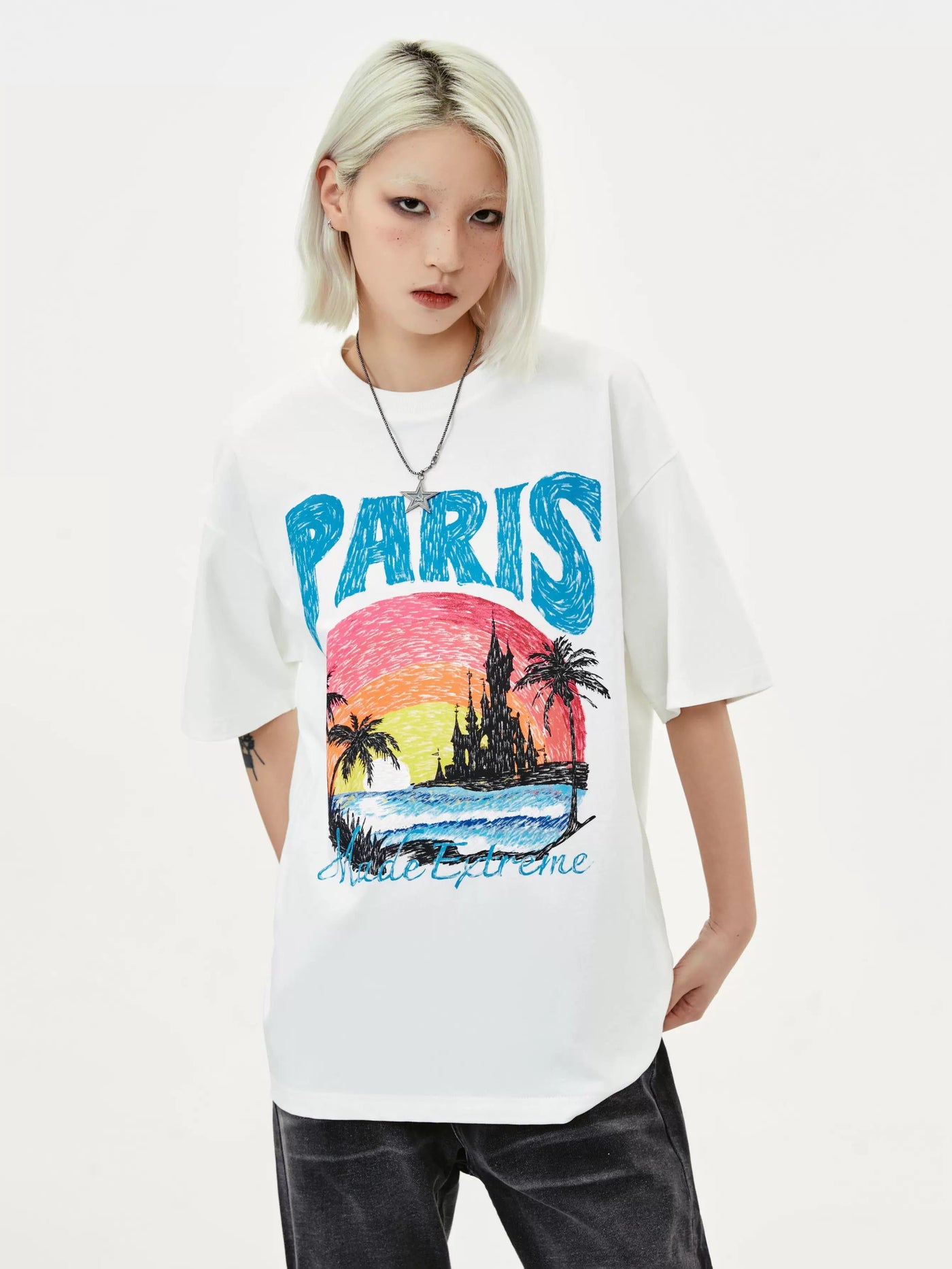 Paris Sunset T-Shirt Korean Street Fashion T-Shirt By Made Extreme Shop Online at OH Vault