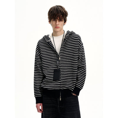 Horizontal Stripes Zip-Up Hoodie Korean Street Fashion Hoodie By MaxDstr Shop Online at OH Vault