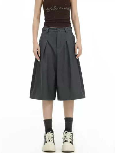 Pleated and Buttoned Suit Shorts Korean Street Fashion Shorts By INS Korea Shop Online at OH Vault