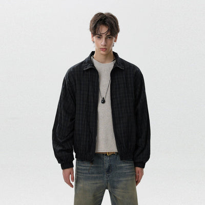 Clean Fit Checked Full-Zip Jacket Korean Street Fashion Jacket By Mr Nearly Shop Online at OH Vault