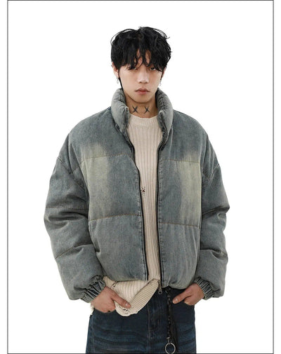 Washed Denim Down Jacket Korean Street Fashion Jacket By Mr Nearly Shop Online at OH Vault