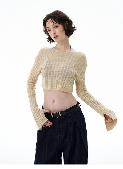 Cable Knit Cropped Thin Sweater Korean Street Fashion Sweater By 77Flight Shop Online at OH Vault