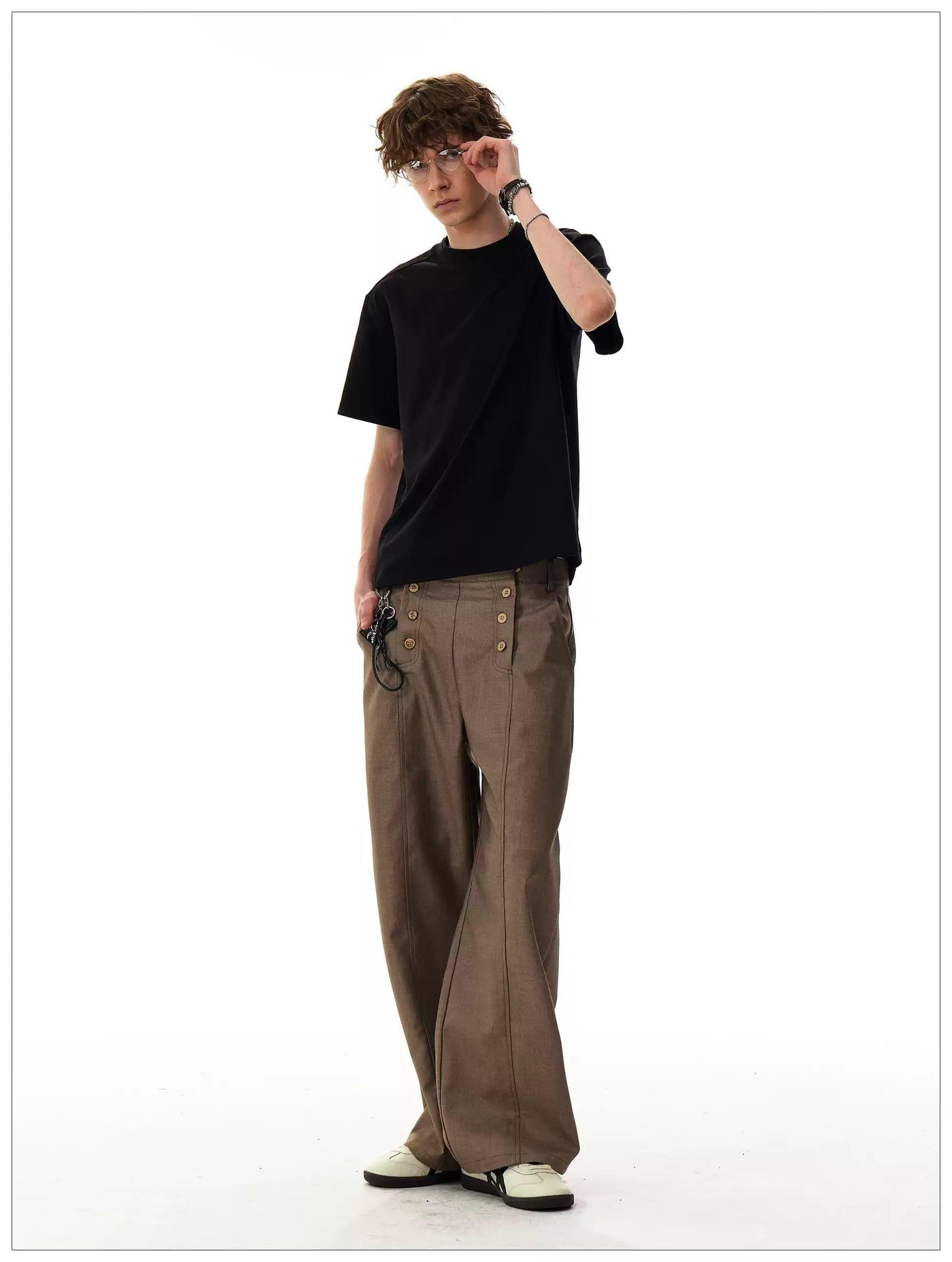 Multi-Buttons Classic Pants Korean Street Fashion Pants By Mr Nearly Shop Online at OH Vault