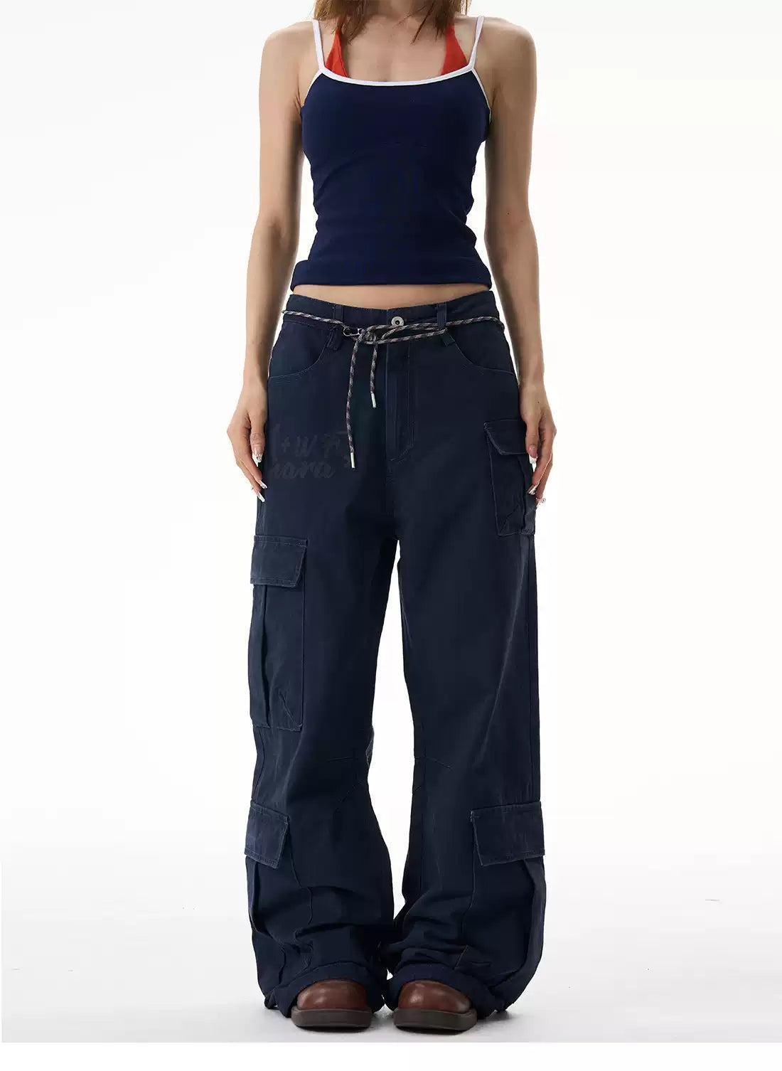 Flap Pockets Versatile Cargo Pants Korean Street Fashion Pants By 77Flight Shop Online at OH Vault