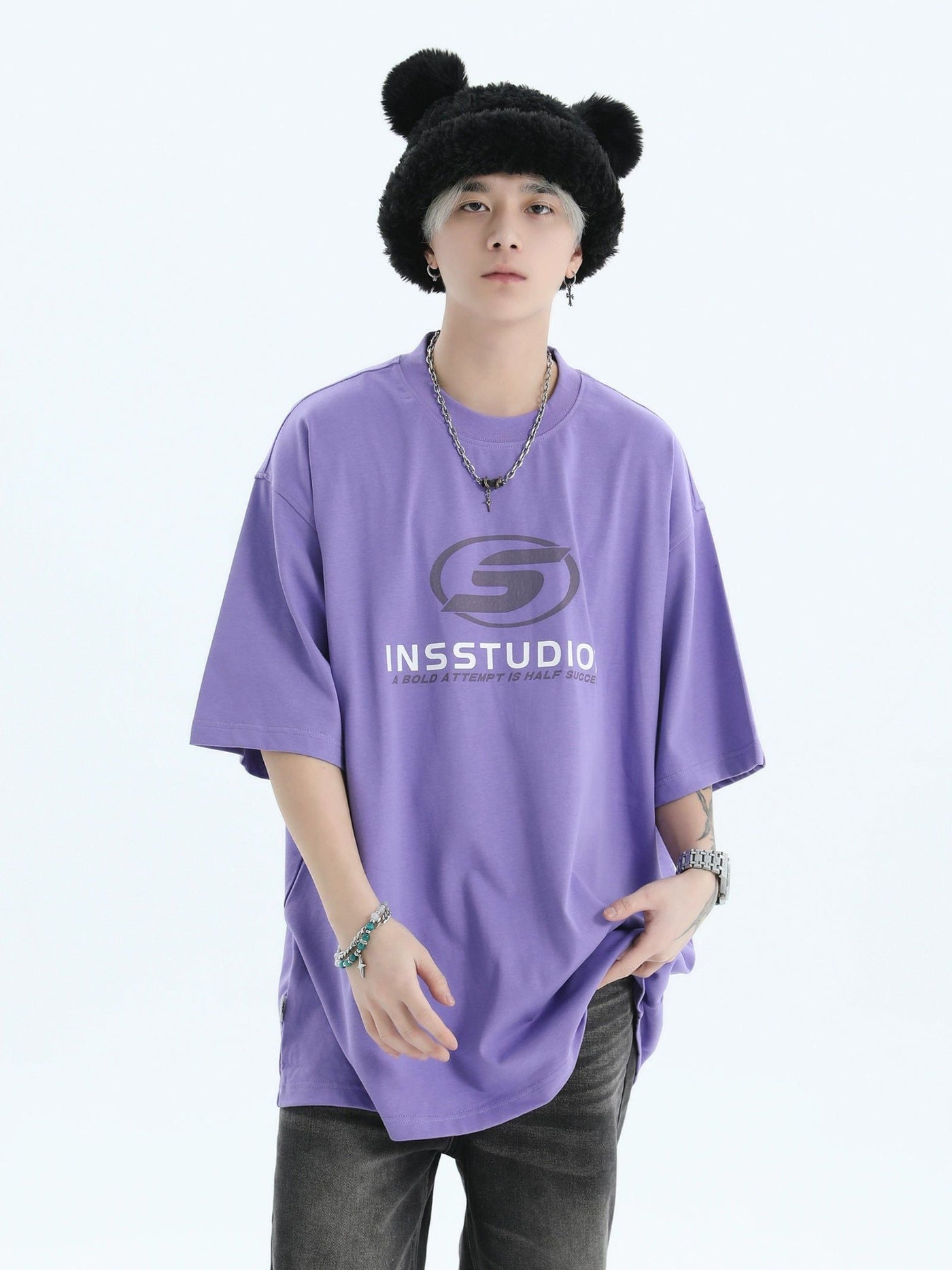 Oversized Fit Casual T-Shirt Korean Street Fashion T-Shirt By INS Korea Shop Online at OH Vault
