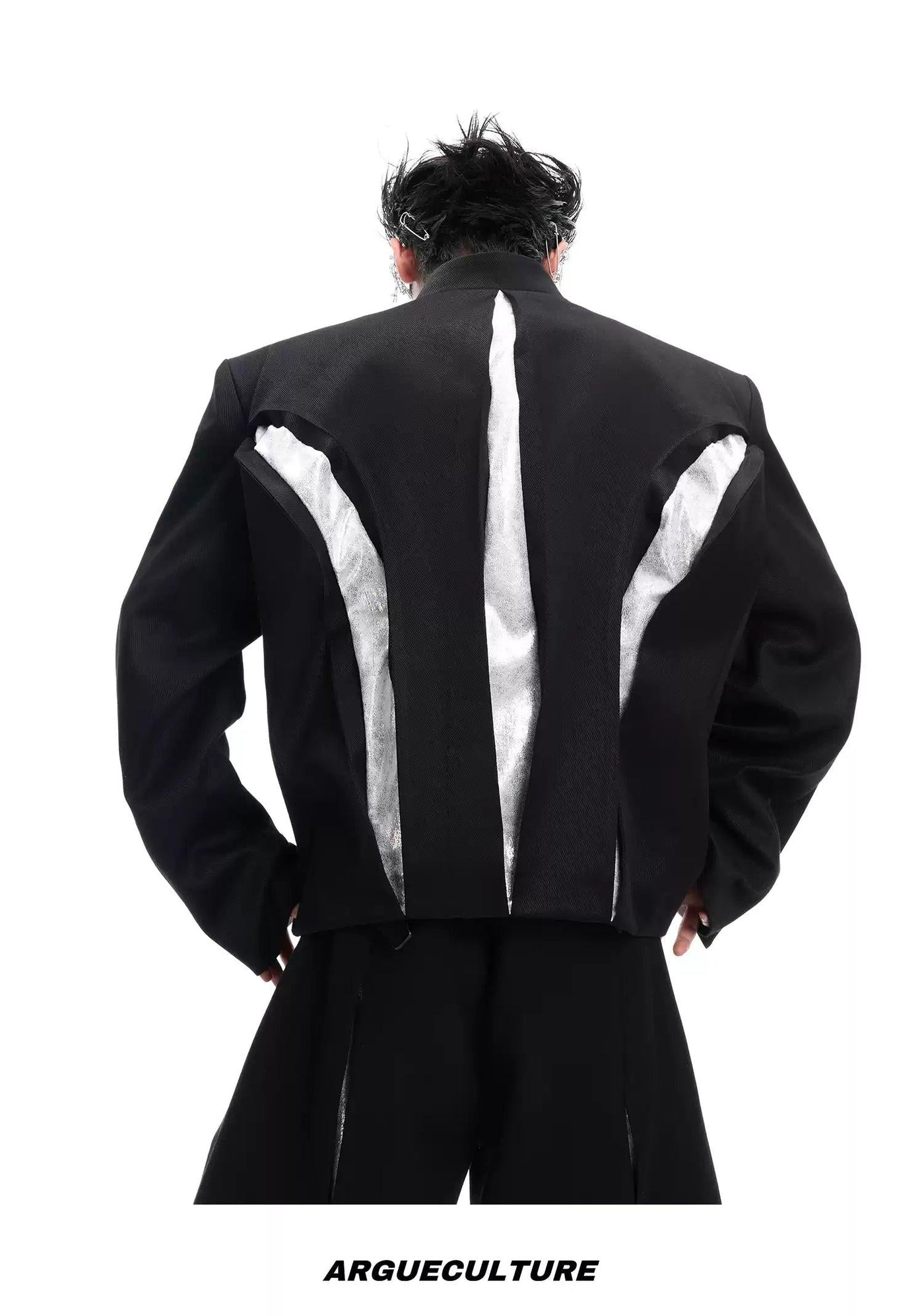 Spliced Glitter Detail Blazer Korean Street Fashion Blazer By Argue Culture Shop Online at OH Vault