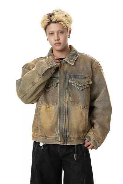 Washed Layered Pockets Denim Jacket Korean Street Fashion Jacket By Made Extreme Shop Online at OH Vault