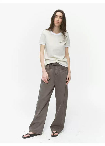 Cloth Belt Washed Jeans Korean Street Fashion Jeans By Country Moment Shop Online at OH Vault