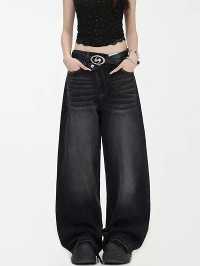 Whiskers Faded Straight Jeans Korean Street Fashion Jeans By INS Korea Shop Online at OH Vault