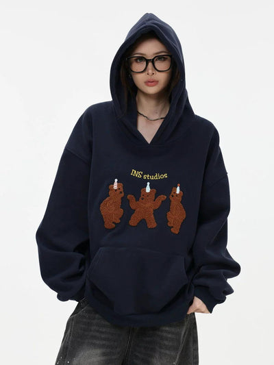 Flock Embroidered Hoodie Korean Street Fashion Hoodie By INS Korea Shop Online at OH Vault
