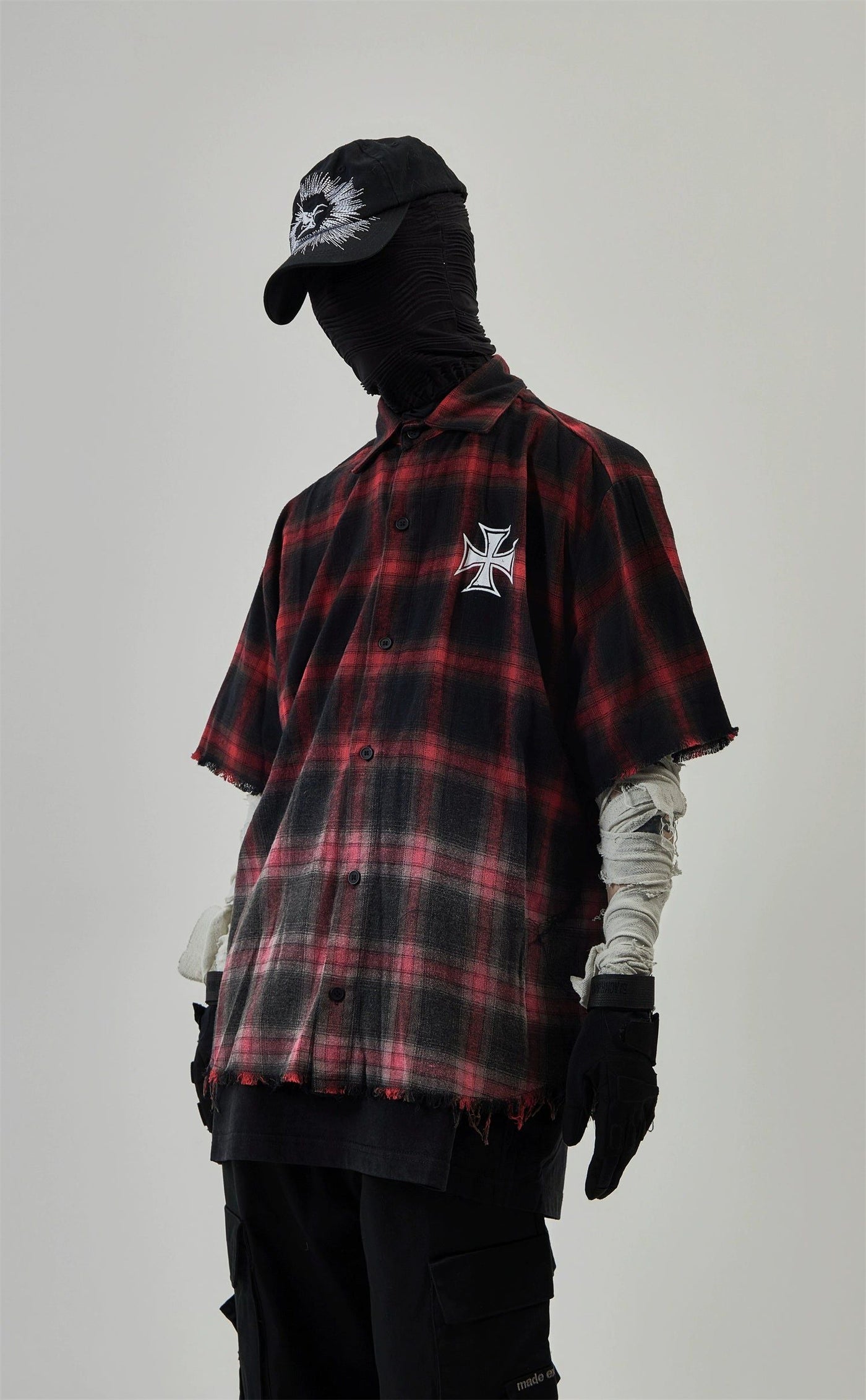 Gradient Frayed Plaid Shirt Korean Street Fashion Shirt By Ash Dark Shop Online at OH Vault
