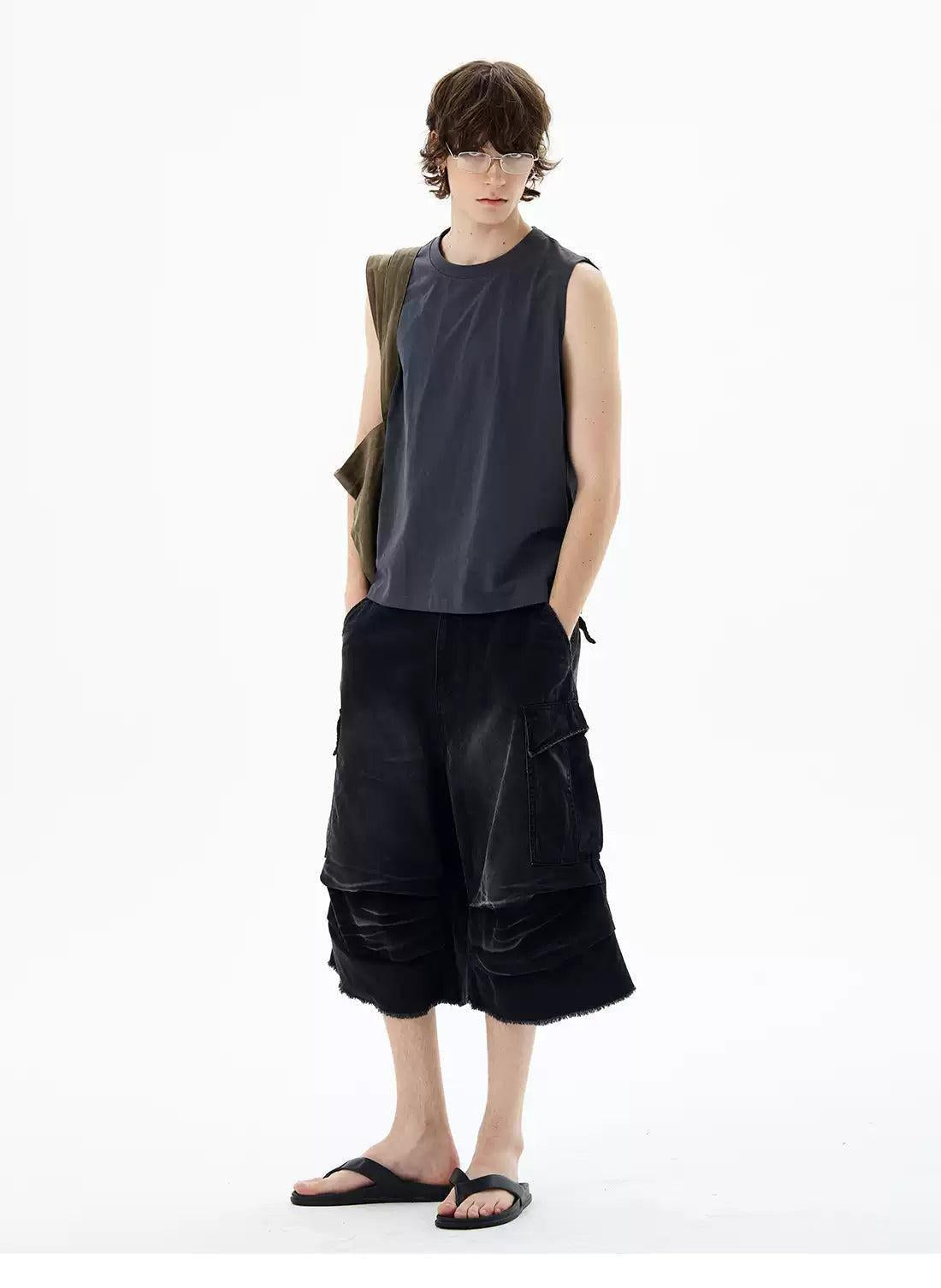 Casual Pleated Cargo Shorts Korean Street Fashion Shorts By 77Flight Shop Online at OH Vault