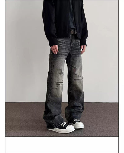 Faded Scratch Ripped Jeans Korean Street Fashion Jeans By A PUEE Shop Online at OH Vault