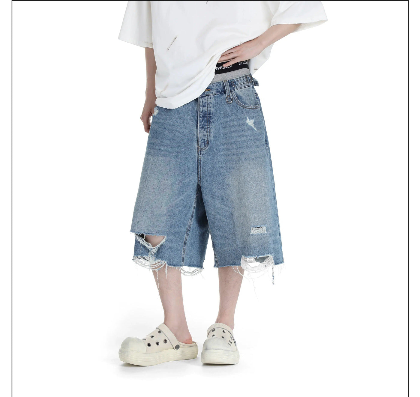 Scattered Distress Denim Shorts Korean Street Fashion Shorts By Mason Prince Shop Online at OH Vault
